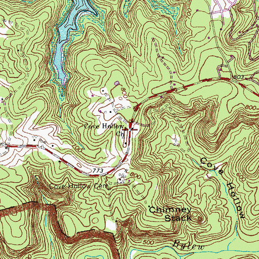 Topographic Map of Cove Hollow Church, KY
