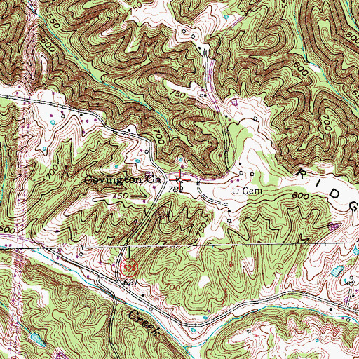 Topographic Map of Covington Church, KY