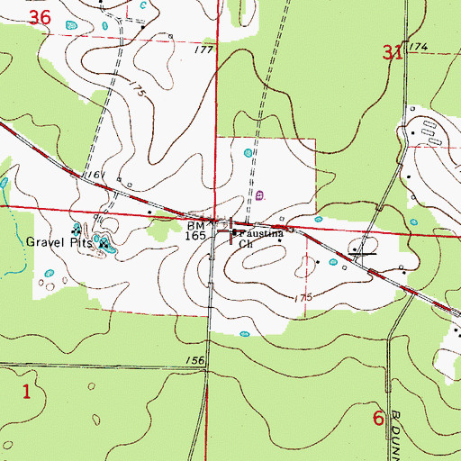 Topographic Map of Faustina Church, AR