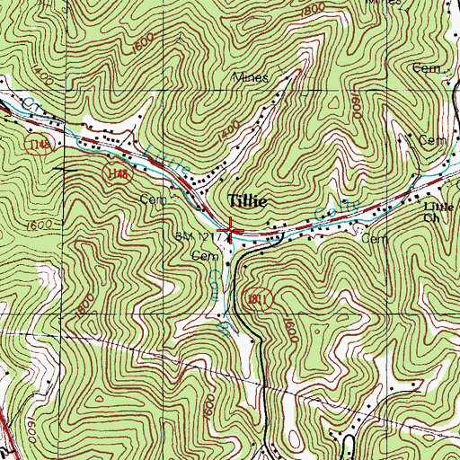 Topographic Map of Cow Branch, KY