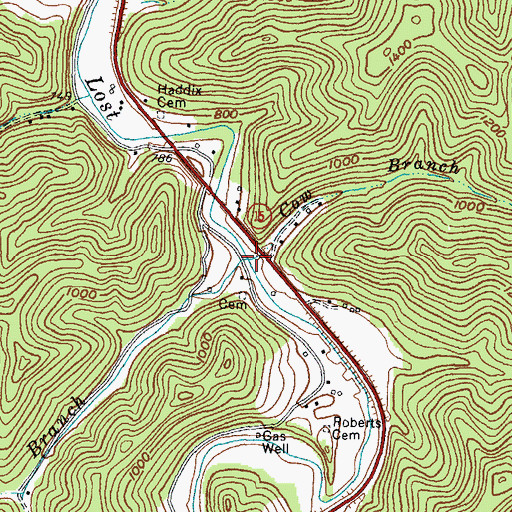 Topographic Map of Cow Branch, KY