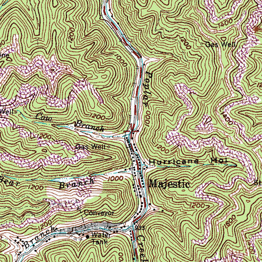 Topographic Map of Cow Branch, KY