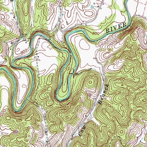 Topographic Map of Cow Branch, KY
