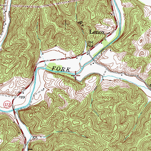 Topographic Map of Cow Branch, KY