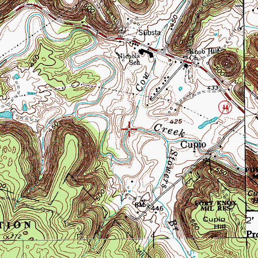 Topographic Map of Cow Branch, KY