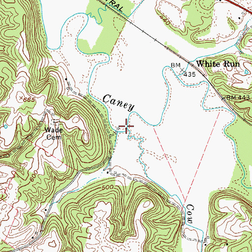 Topographic Map of Cow Creek, KY