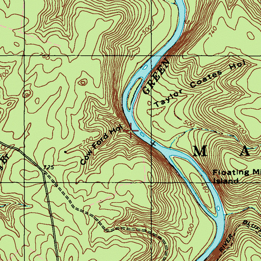 Topographic Map of Cow Ford Hollow, KY