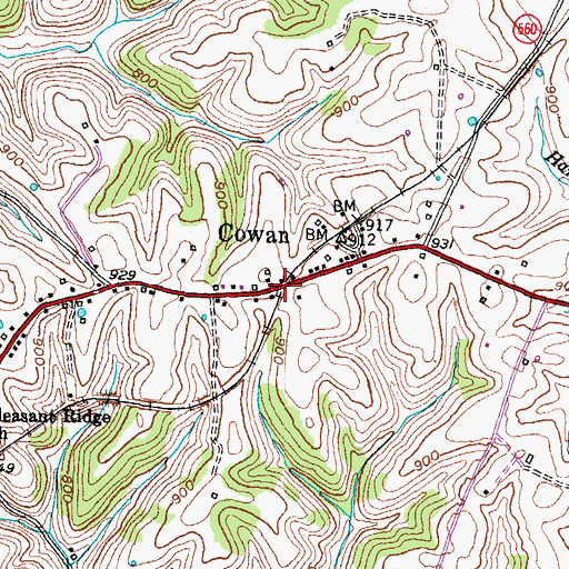 Topographic Map of Cowan, KY