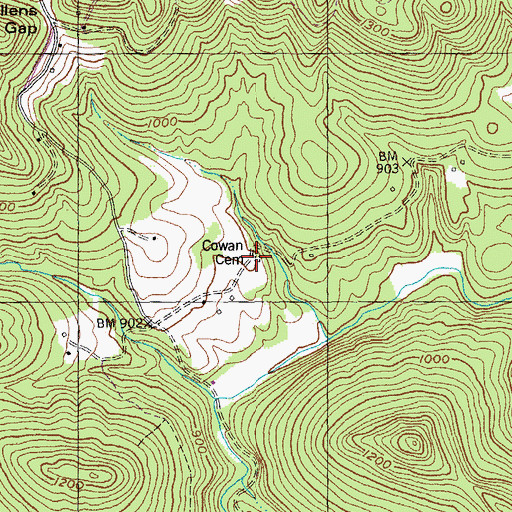 Topographic Map of Cowan Cemetery, KY