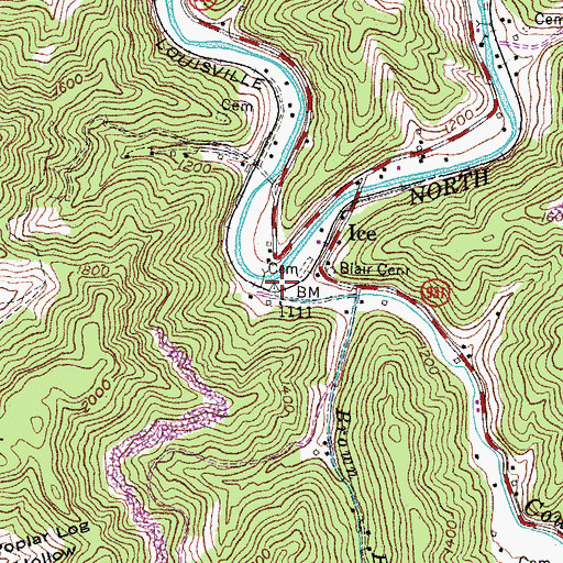 Topographic Map of Cowan Creek, KY