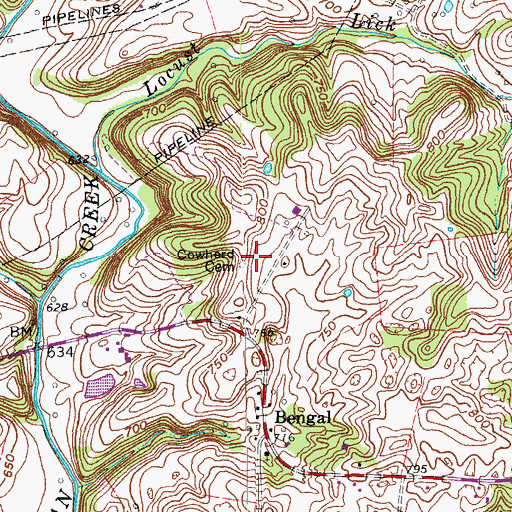 Topographic Map of Cowherd Cemetery, KY