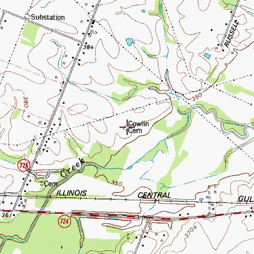 Topographic Map of Cowlin Cemetery, KY