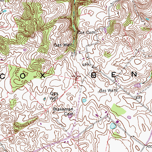 Topographic Map of Cox Bend, KY