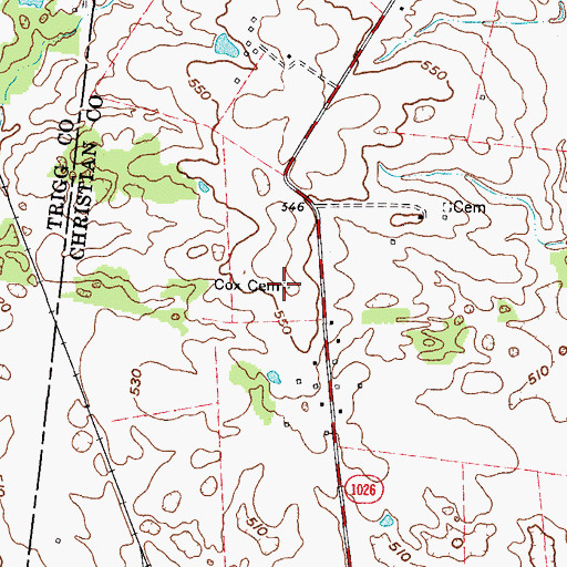 Topographic Map of Cox Cemetery, KY