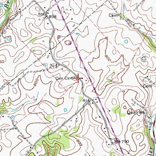 Topographic Map of Cox Cemetery, KY