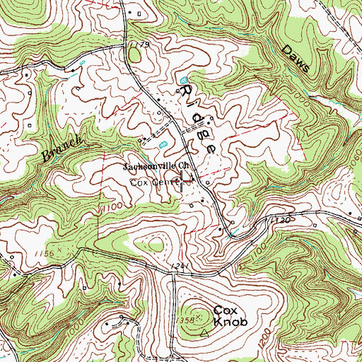 Topographic Map of Cox Cemetery, KY