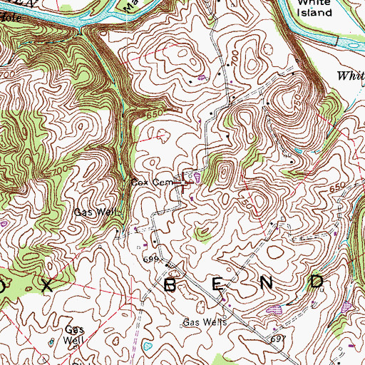 Topographic Map of Cox Cemetery, KY