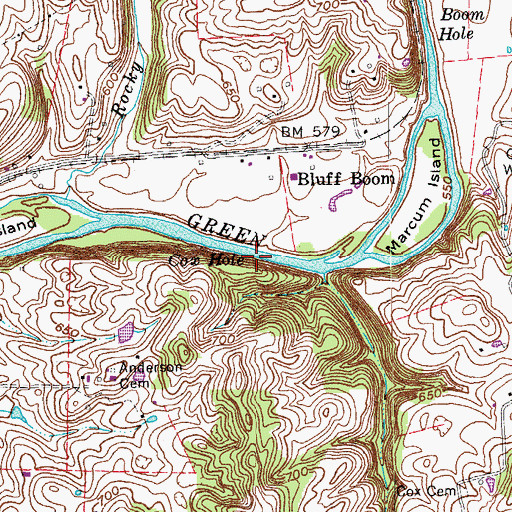 Topographic Map of Cox Hole, KY