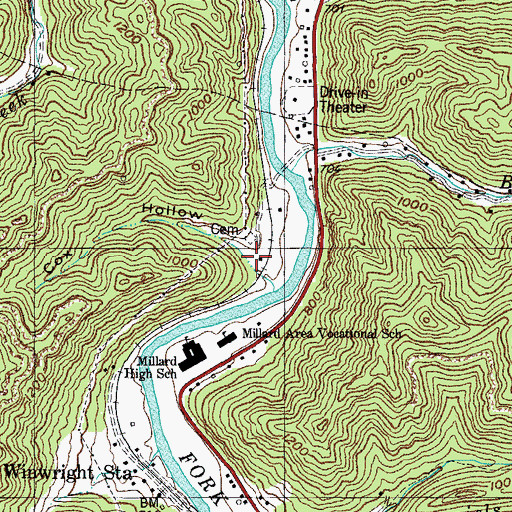 Topographic Map of Cox Hollow, KY