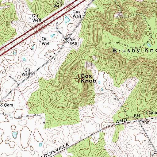 Topographic Map of Cox Knob, KY