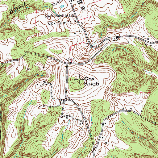 Topographic Map of Cox Knob, KY