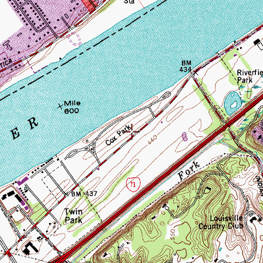 Topographic Map of Carrie Gaulbert Cox Park, KY