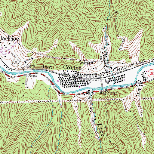 Topographic Map of Coxton, KY
