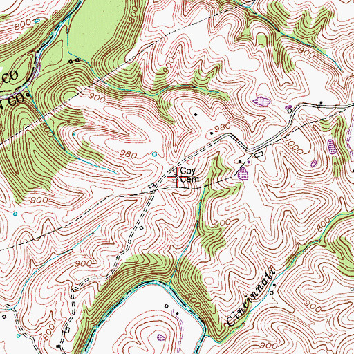 Topographic Map of Coy Cemetery, KY