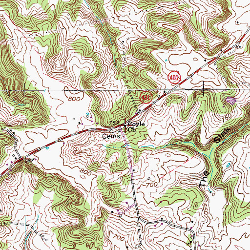 Topographic Map of Coyle Cumberland Presbyterian Church, KY