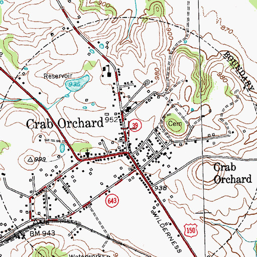 Topographic Map of Crab Orchard, KY