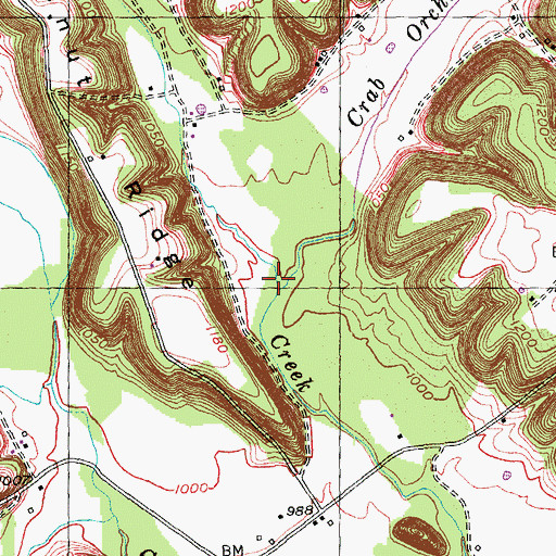 Topographic Map of Crab Orchard Creek, KY