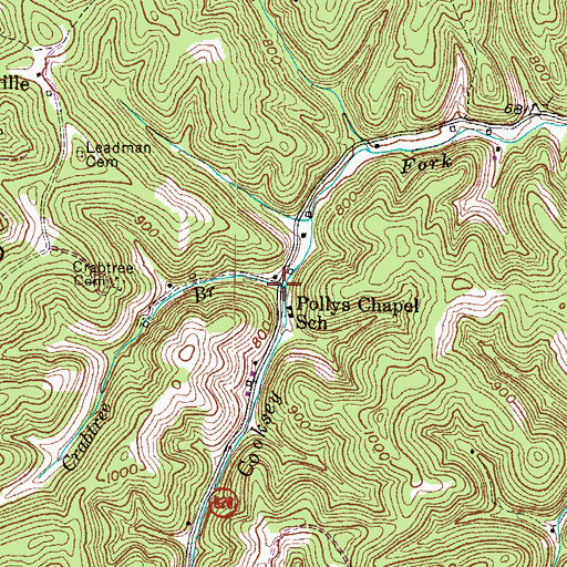Topographic Map of Crabtree Branch, KY