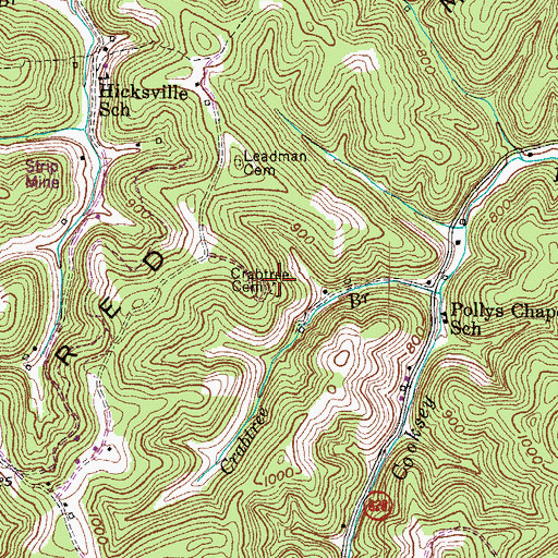 Topographic Map of Crabtree Cemetery, KY