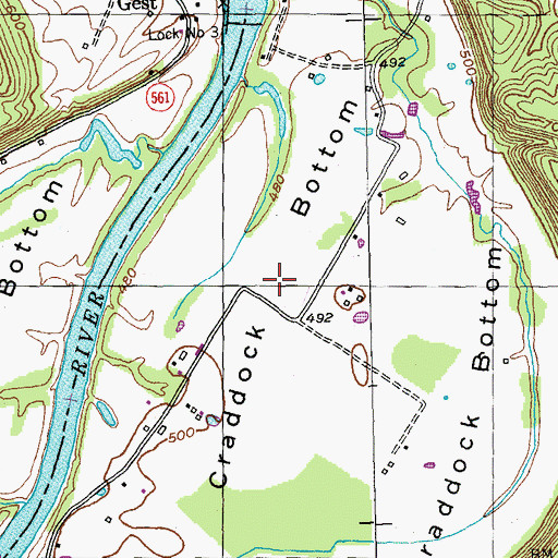 Topographic Map of Craddock Bottom, KY