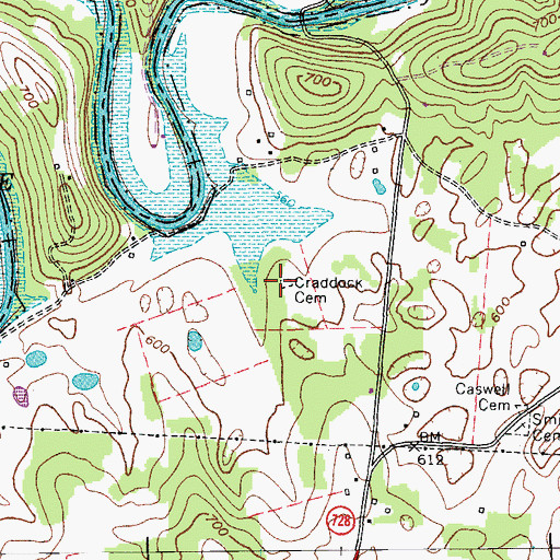 Topographic Map of Craddock Cemetery, KY