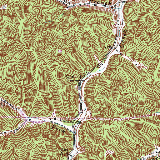 Topographic Map of Craft Cemetery, KY