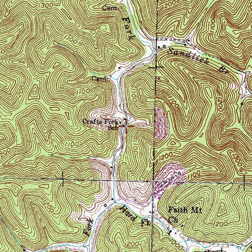 Topographic Map of Crafts Fork School, KY