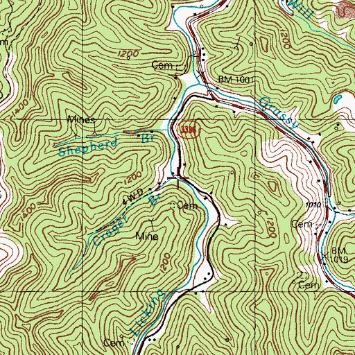 Topographic Map of Crager Branch, KY