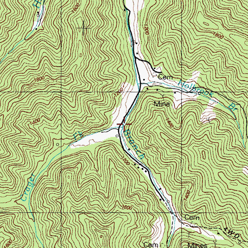Topographic Map of Crager Fork, KY