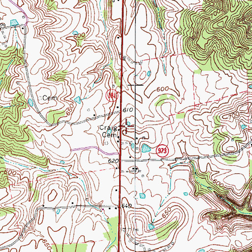 Topographic Map of Craig Cemetery, KY