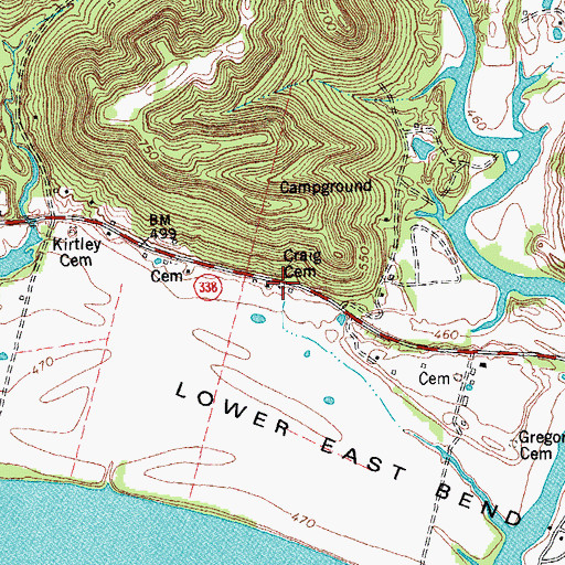 Topographic Map of Craig Cemetery, KY
