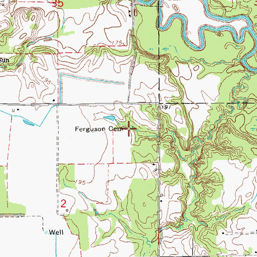 Topographic Map of Ferguson Cemetery, AR