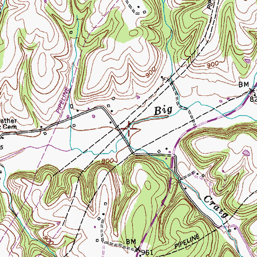 Topographic Map of Craig Creek, KY