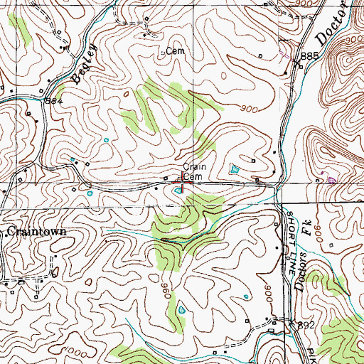 Topographic Map of Crain Cemetery, KY