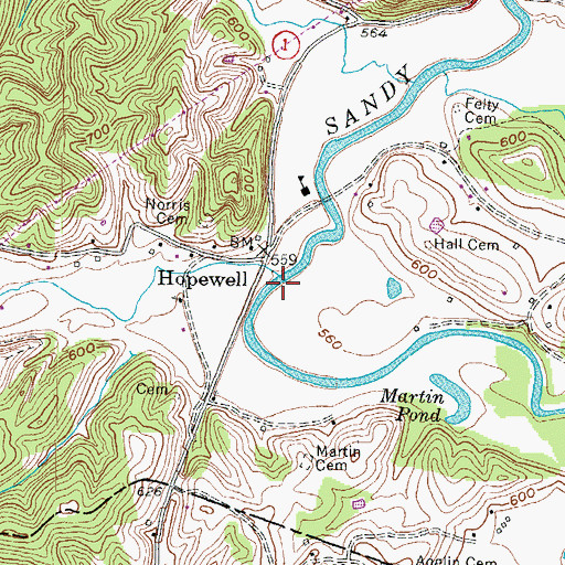 Topographic Map of Crane Creek, KY
