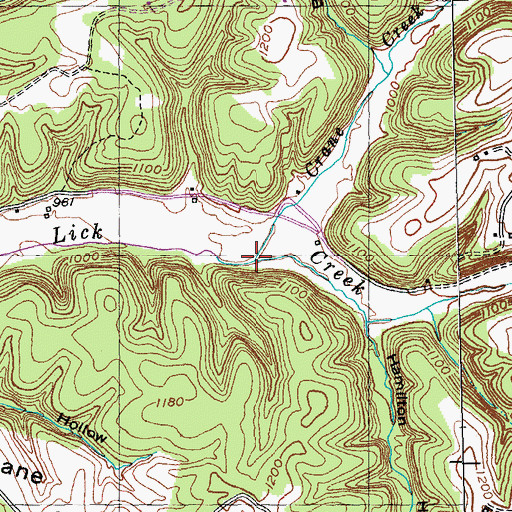 Topographic Map of Crane Creek, KY