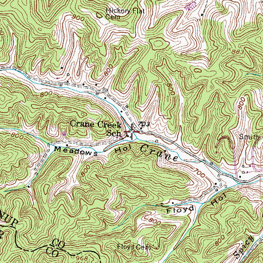 Topographic Map of Crane Creek School, KY