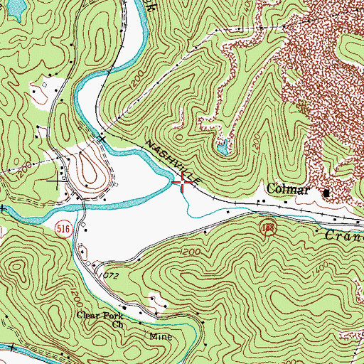 Topographic Map of Cranes Creek, KY