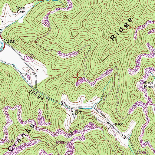 Topographic Map of Cranks Ridge, KY