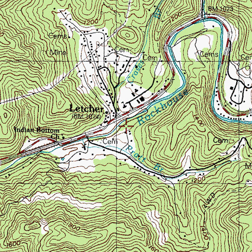 Topographic Map of Crases Branch, KY